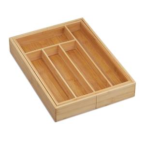 Besteckkasten Bambus ausziehbar Braun - Bambus - Holzwerkstoff - 39 x 6 x 36 cm