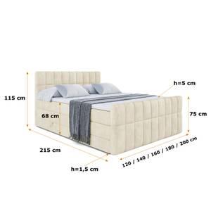 Boxspringbett MIAMI-Z KING Ecru - Breite: 120 cm