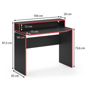 Computertisch Kron Schwarz/Rot lang 100 x 60 cm