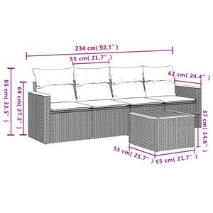 Gartensitzgruppe K1622(5-tlg) Schwarz - Creme