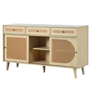 Sideboard Coeus Ⅶ Braun - Holzwerkstoff - Metall - Polyrattan - 40 x 78 x 140 cm