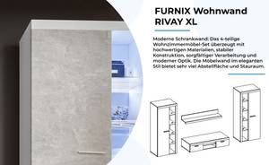 FURNIX Ensemble meubles Rivay XL Imitation béton - Gris - Imitation chêne de Sonoma - Blanc