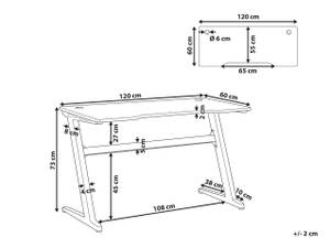 Gaming-Tisch DARFUR Schwarz - Holzwerkstoff - 120 x 73 x 60 cm