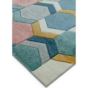 Tapis de salon moderne tissé plat HEXO 160 x 190 cm