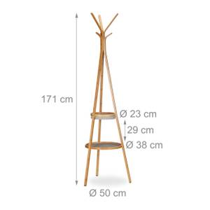 Bambus Garderobe mit Ablagen Braun - Bambus - Textil - 50 x 171 x 50 cm