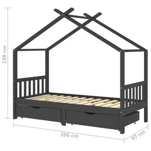 Cadre de lit pour enfants Gris - Gris minéral - Métal - Bois/Imitation