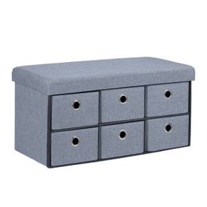 Banquette de rangement Gris - Bois manufacturé - Matière plastique - Textile - 76 x 39 x 38 cm