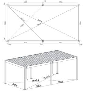 Pavillon Deluxe Grau - Metall - 360 x 255 x 720 cm