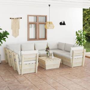 Garten-Lounge-Set (9-teilig) 3016490-21 Creme - Cremeweiß - Weiß