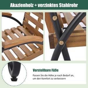 Gartenmöbel-Set WoodyMetal Ⅳ Braun - Metall - Massivholz - Holzart/Dekor - 126 x 74 x 65 cm