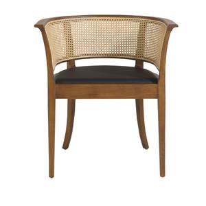 Chaise similicuir avec rotin et en noyer Noir - Cuir synthétique - Textile - 70 x 77 x 54 cm