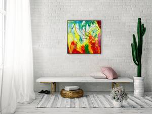 Tableau peint à la main Rainbow Vitality Bois massif - Textile - 60 x 60 x 4 cm