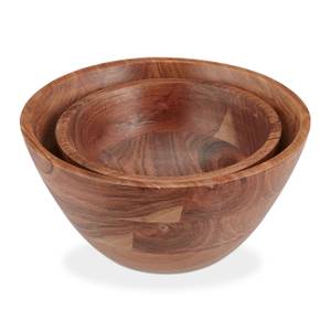 Salatschüssel 2er Set Akazienholz Braun - Holzwerkstoff - Kunststoff - 25 x 12 x 25 cm