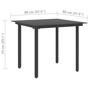 Salle à manger (lot de 3) 3060130 Noir - Rotin - 80 x 74 x 80 cm