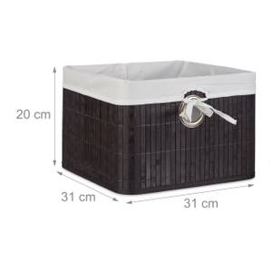 3x Corbeilles Panier de rangement bambou Noir - Argenté - Blanc