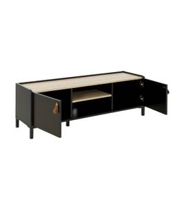 Banc TV 2 portes Amsterdam - L136 cm Noir - Bois manufacturé - 40 x 44 x 136 cm