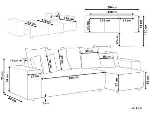 Canapé d'angle LUSPA Beige - Noir - Taupe - Accoudoir monté à droite (vu de face) - Angle à gauche (vu de face) - Fonction lit à gauche (vue de face)