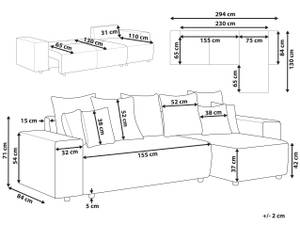 Ecksofa LUSPA Schwarz - Dunkelgrau - Grau - Armlehne davorstehend rechts - Ecke davorstehend links - Schlaffunktion davorstehend links - Naturfaser