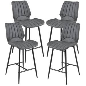 Set de 4 Tabourets de Bar Östersund Gris - Matière plastique - 47 x 103 x 51 cm