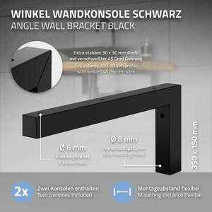 Wandkonsole 2er Set 350x150mm Schwarz Schwarz
