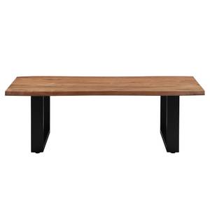 Table basse nature/noire 120x60cm Noir - Marron - Métal - Bois massif - 60 x 40 x 120 cm