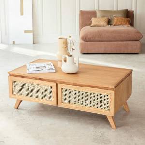 Couchtisch ISÉE Beige - Massivholz - 110 x 42 x 110 cm