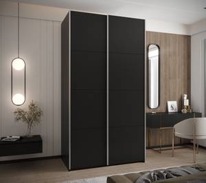 SCHWEBETÜRENSCHRANK LUX Schwarz - Silber - Breite: 130 cm