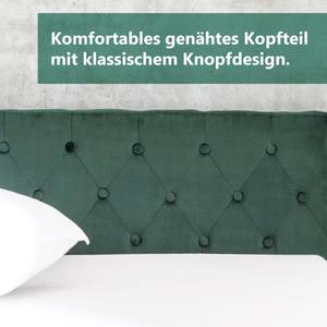 Polsterbett VELVⅡ Grün - Massivholz - Textil - 141 x 74 x 207 cm