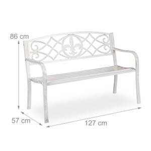 Banc de jardin en métal Marron - Blanc - Métal - 127 x 86 x 57 cm