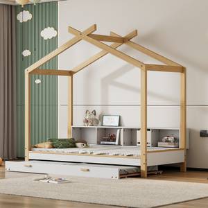 Tagesbett HomeyWoody Ⅰ Beige - Holzwerkstoff - Massivholz - Holzart/Dekor - 95 x 188 x 205 cm