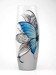 Vase en verre peint à la main Bleu - Verre - 14 x 40 x 14 cm