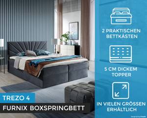 Boxspringbett TREZO 4 140cm Grau Grau - Holzwerkstoff - 146 x 105 x 206 cm