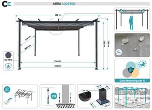 Tonnelle autoportée MIRA Gris lumineux