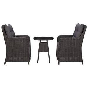 Rattanstuhl (2er Set) 46550 Schwarz - Metall - Polyrattan - 64 x 90 x 65 cm