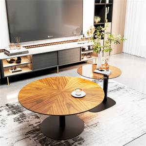 Lot de 2 Table Basse Vires Marron - Verre - 80 x 45 x 80 cm