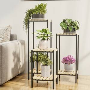 Blumentisch Pelkosenniemi Schwarz - Braun - Metall - Massivholz - Holzart/Dekor - 30 x 90 x 30 cm