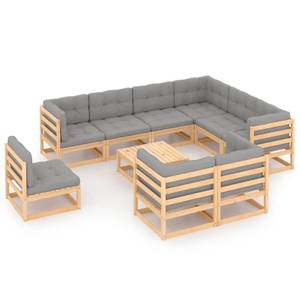 Garten-Lounge-Set (10-teilig) 3009834-2 Grau - Holz