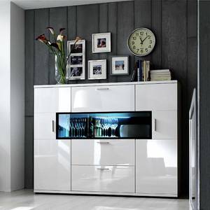 Buffet Corana Blanc brillant - Avec éclairage