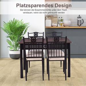 Esstisch-Set HW66276 (5 teilig) Braun - Holzwerkstoff