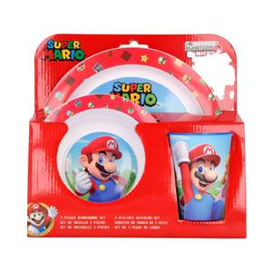 Kindergeschirr Super Mario 3er Set Rot - Kunststoff - 1 x 1 x 1 cm