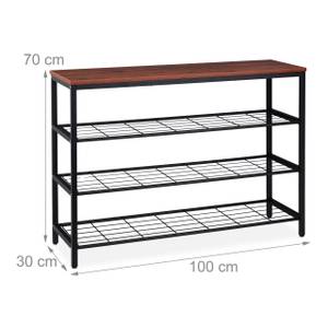 Konsolentisch mit 4 Ebenen Schwarz - Braun - Holzwerkstoff - Metall - 100 x 70 x 30 cm