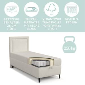 Boxspringbett Alma Grau - Breite: 80 cm - H3