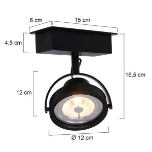 Pleins feux Sur  Lenox spot LED-Platine Aluminium - Noir - Nb d'ampoules : 1