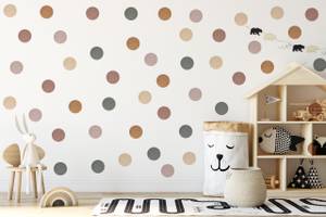 Wandtattoo Deko Punkte Kreise Set Dots Beige - Braun - Grün