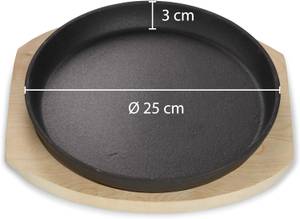 Servierpfanne EW-GE-1349 Schwarz - Holzwerkstoff - Metall - 25 x 3 x 25 cm