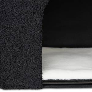 Schwarze Katzenhöhle mit Kratzfläche Schwarz - Weiß - Holzwerkstoff - Kunststoff - Textil - 48 x 44 x 41 cm