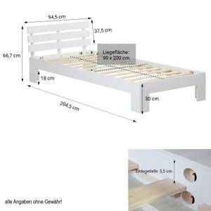 Lit en bois lit double 2190 Largeur : 94 cm - Blanc