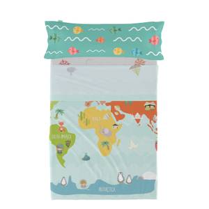 World map Bettlaken-set Textil - 1 x 160 x 270 cm