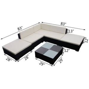 Garten-Lounge-Set (6-teilig) 3003868 Schwarz - Polyrattan - 74 x 31 x 74 cm