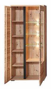 Wohnwand Santos Schwarz - Braun - Holzwerkstoff - Holz teilmassiv - 360 x 203 x 43 cm